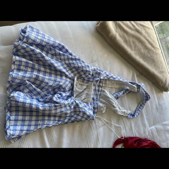 Free People Halter Dress Blue and White Checkered - Picture 3 of 8